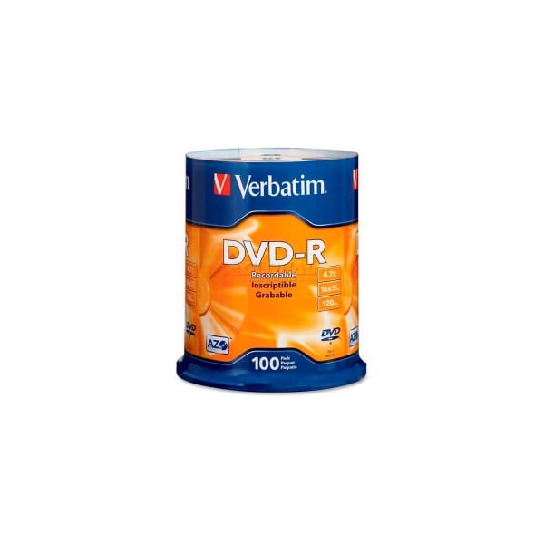 Verbatim Americas Verbatim 95102 DVD Recordable Media - DVD-R - 16x - 4.70 GB - 100 / Pack - Silver 95102 - main